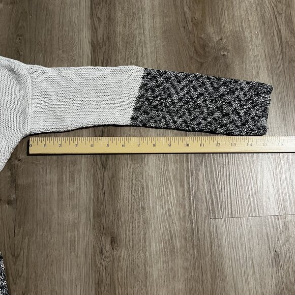 NWT INC International Concepts Neutral Colorblock Sweater Ivory black silver Kni - Picture 8 of 10